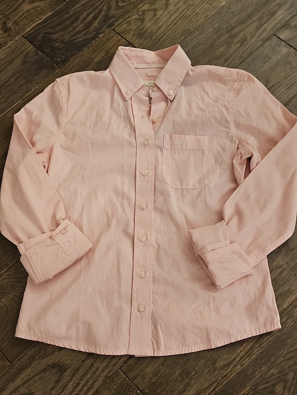 Y2K Abercrombie & Fitch Light Pink Pinstripes Button-Down Shirt